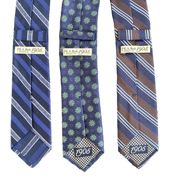 Jos. A. Bank 1905  Lot Of  Three Men’s 100% Silk Designer Striped & Floral Ties - Picture 3 of 4